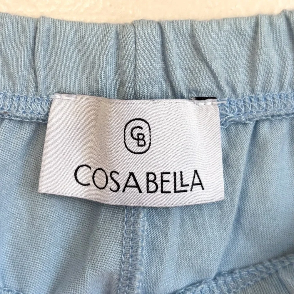 Cosabella Womens Pima Cotton Pajama Set Medium Blue Lounge Long Sleeve Pants